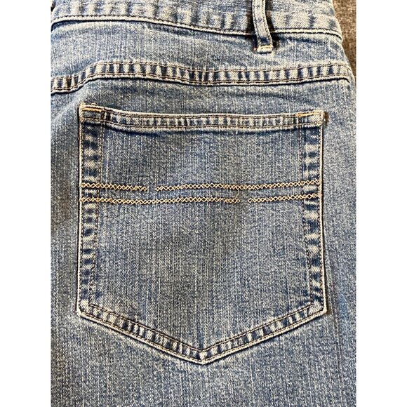 Hand Painted Cardinal  J Jill Blue Denim Jean Stretch Pant OOAK Back Left Pocket - Picture 6 of 13